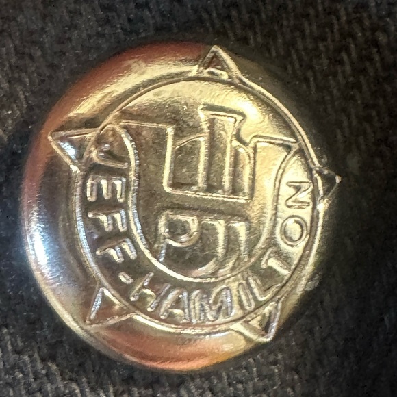 JEFF HAMILTON - RARE Vintage 90’s 30 Team Logo NFL Black Denim Jacket SZ Large - Picture 8 of 16